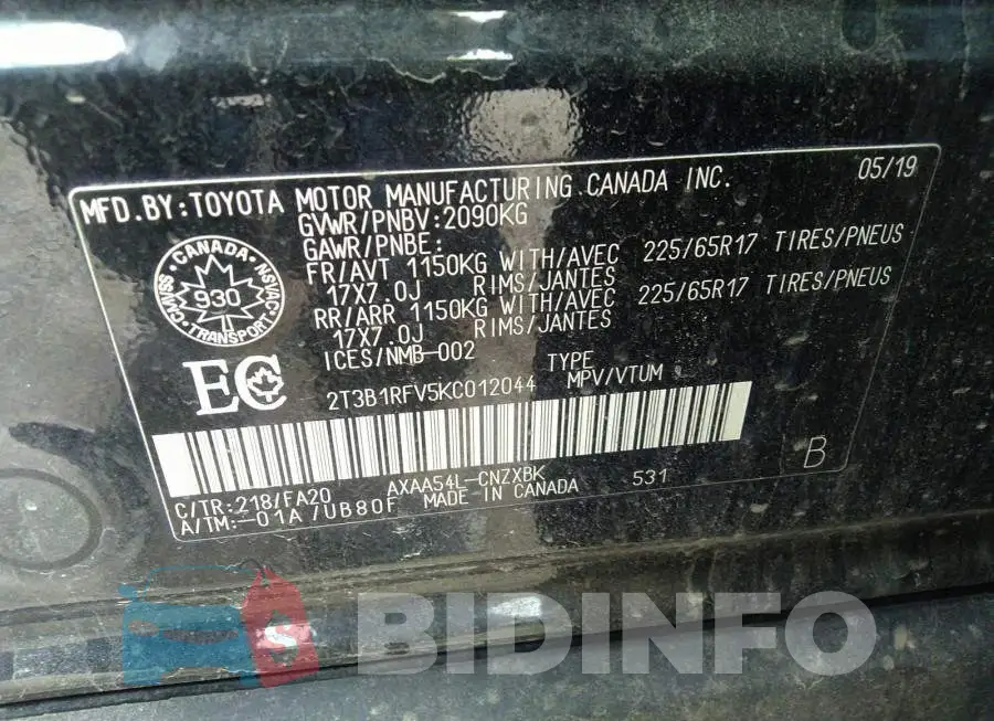2T3B1RFV5KC012044 Photo# 9