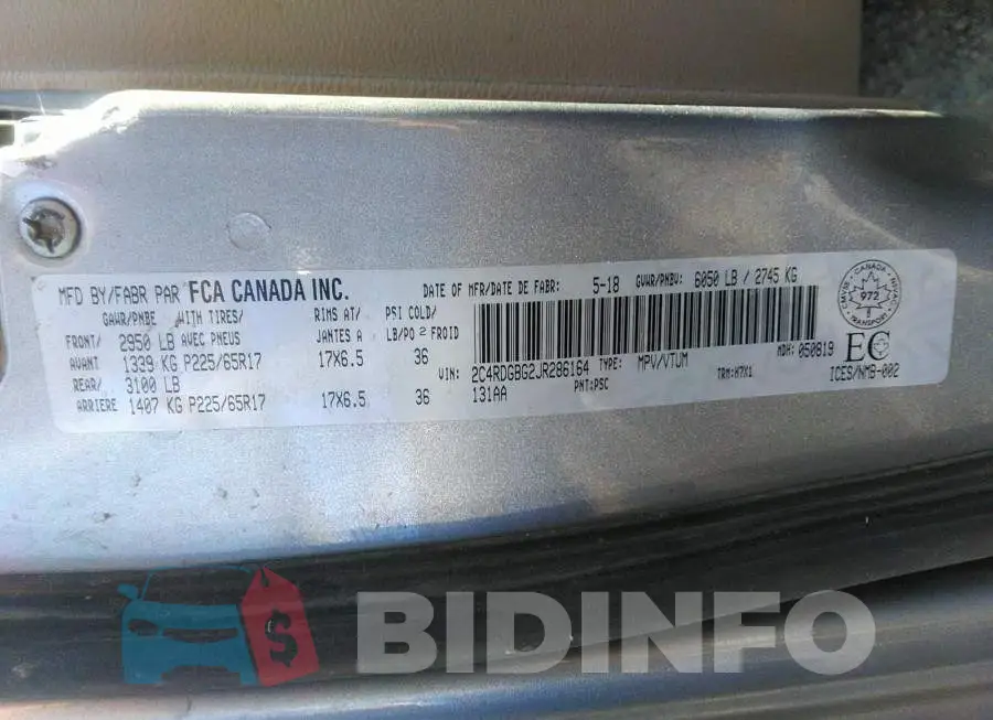 2C4RDGBG2JR286164 Photo# 9