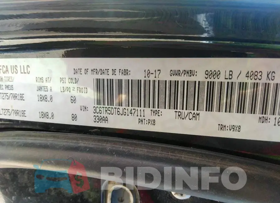 3C6TR5DT6JG147111 Photo# 9
