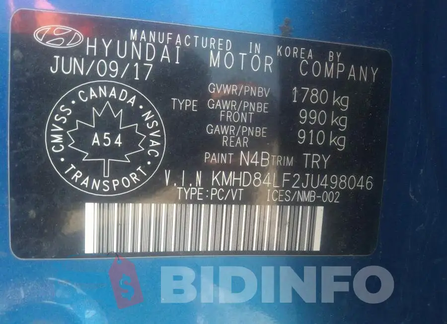 KMHD84LF2JU498046 Photo# 9