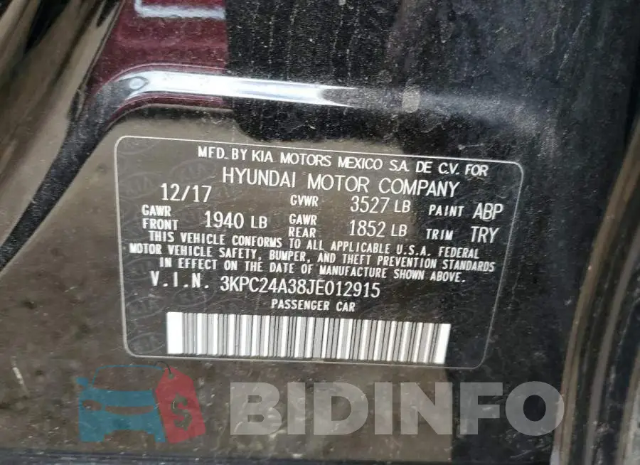3KPC24A38JE012915 Photo# 10