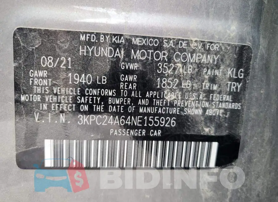 3KPC24A64NE155926 Photo# 10