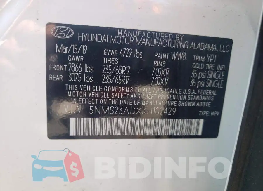5NMS23ADXKH102429 Photo# 10