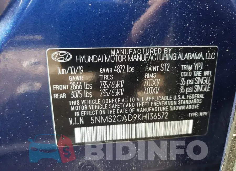 5NMS2CAD9KH136572 Photo# 10