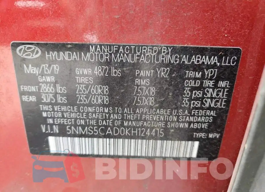5NMS5CAD0KH124415 Photo# 10