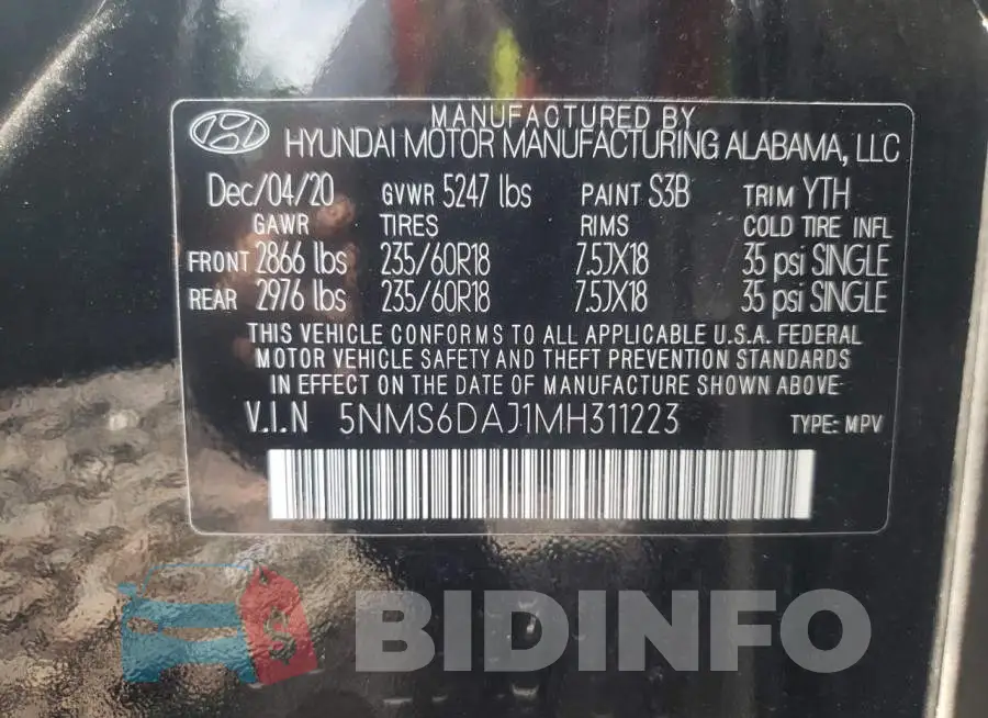 5NMS6DAJ1MH311223 Photo# 10