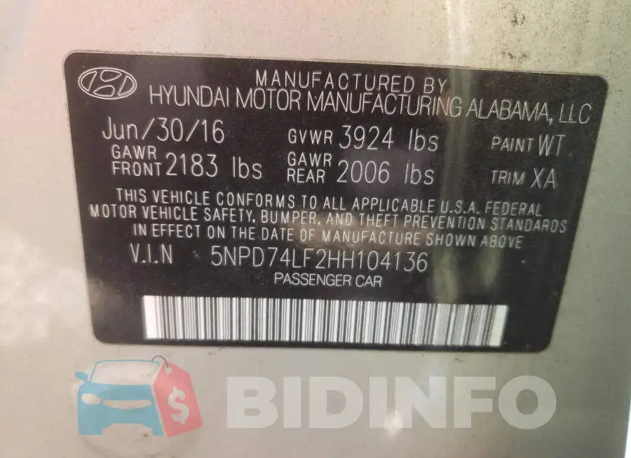 5NPD74LF2HH104136 Photo# 10