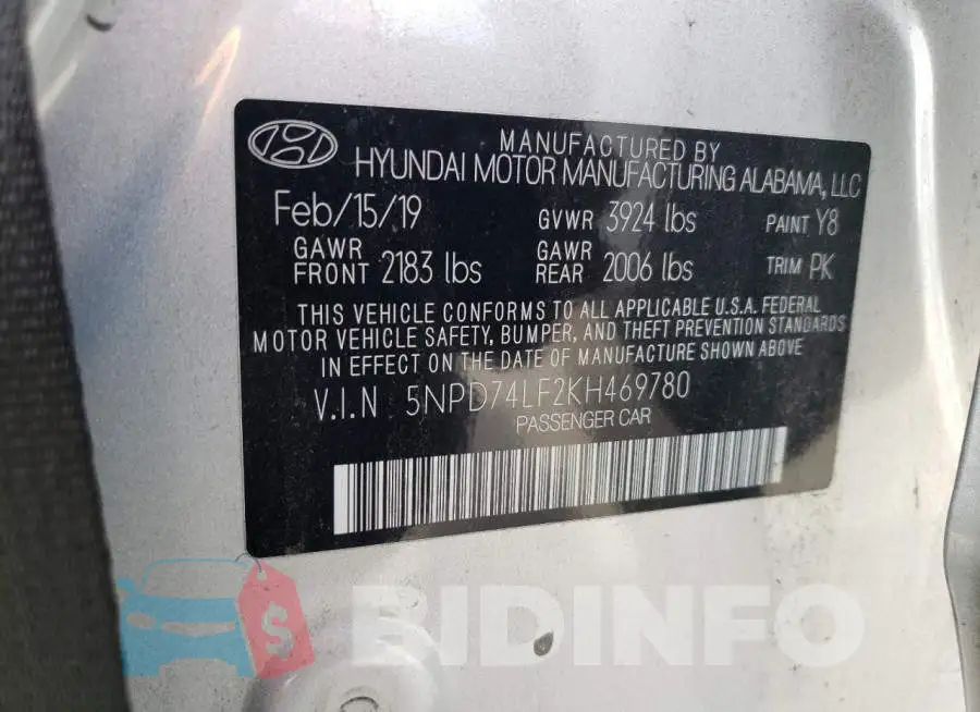5NPD74LF2KH469780 Photo# 10