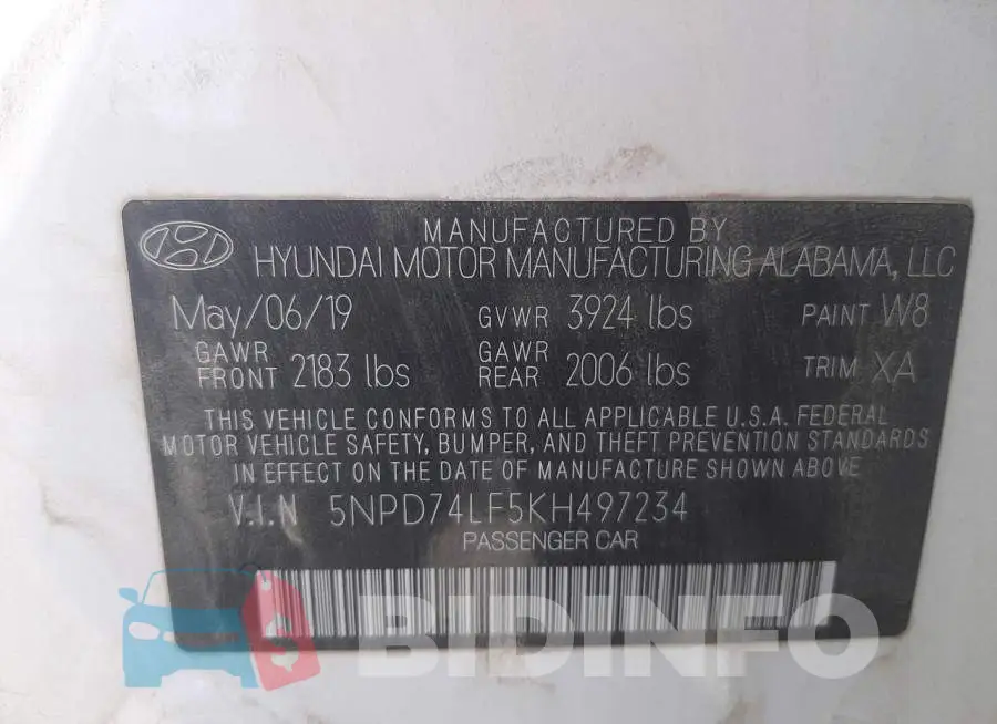 5NPD74LF5KH497234 Photo# 10
