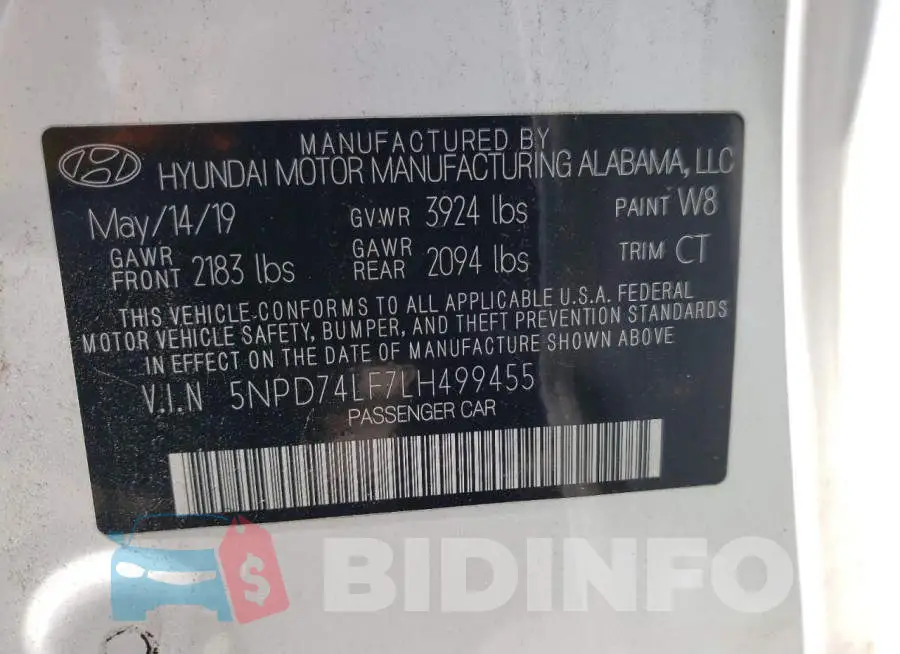 5NPD74LF7LH499455 Photo# 10