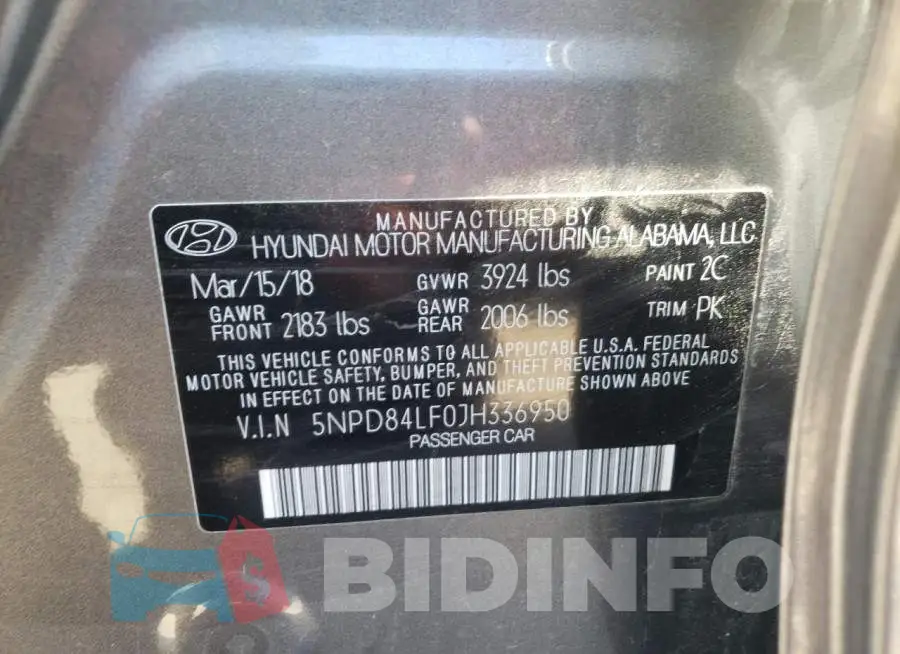 5NPD84LF0JH336950 Photo# 10