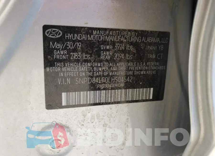 5NPD84LF0LH504542 Photo# 10