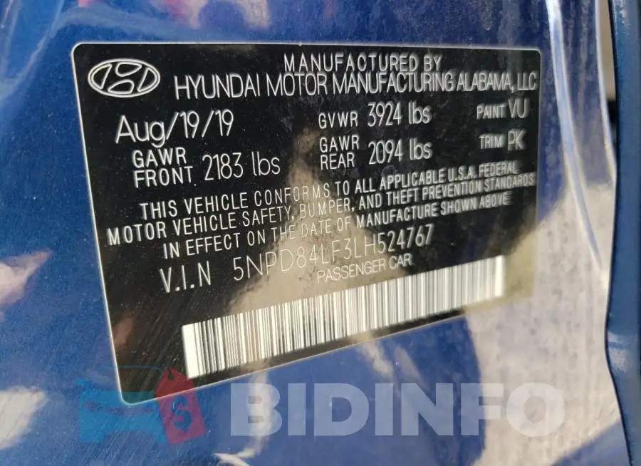 5NPD84LF3LH524767 Photo# 10