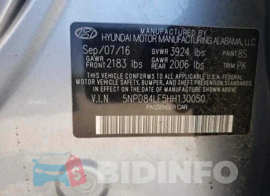 5NPD84LF5HH130050 Photo# 10