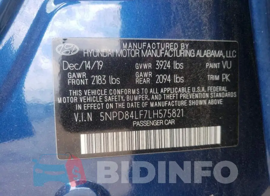 5NPD84LF7LH575821 Photo# 10