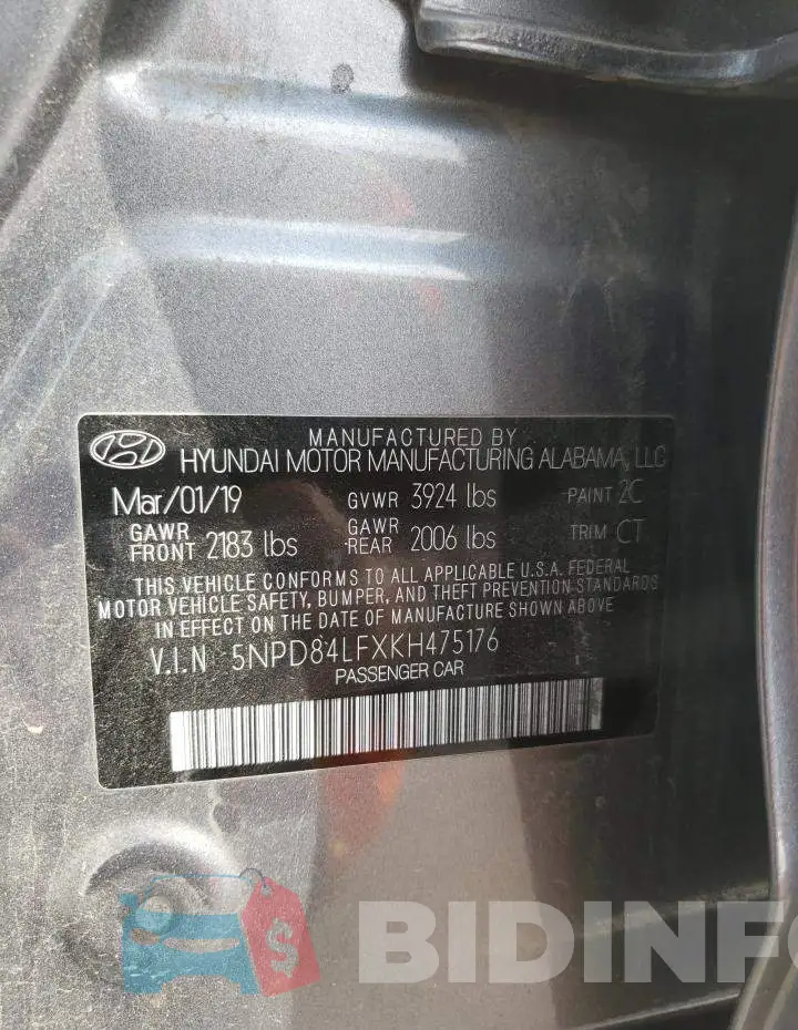 5NPD84LFXKH475176 Photo# 10