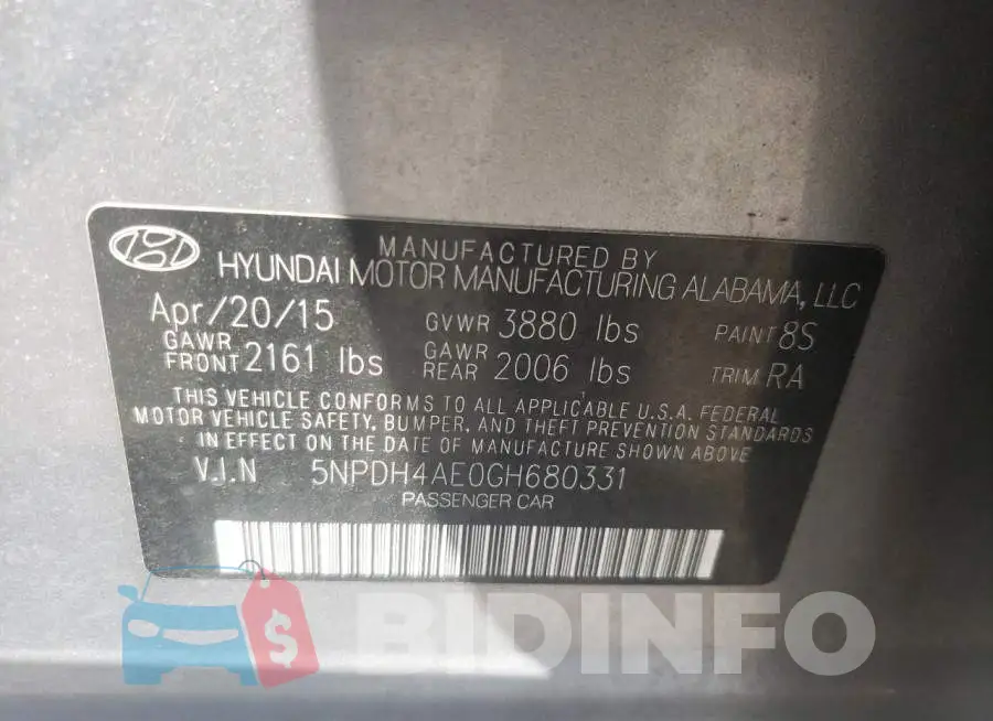 5NPDH4AE0GH680331 Photo# 10