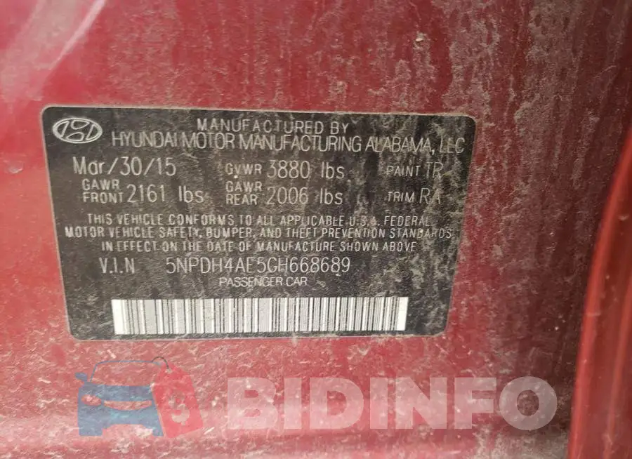 5NPDH4AE5GH668689 Photo# 10