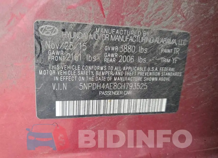 5NPDH4AE8GH793525 Photo# 10