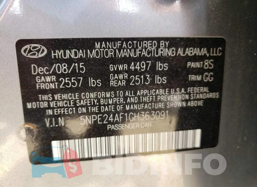 5NPE24AF1GH363091 Photo# 10
