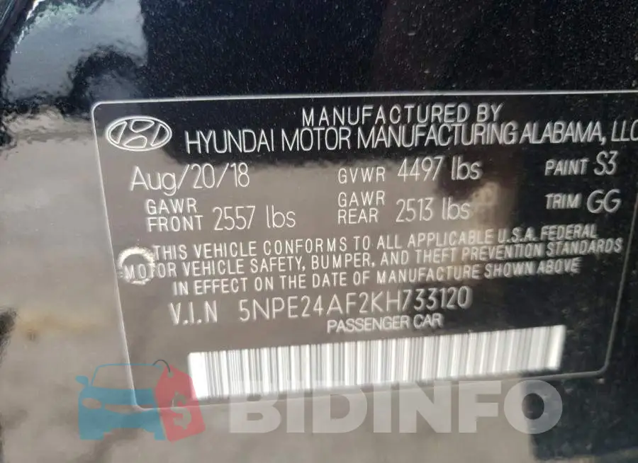 5NPE24AF2KH733120 Photo# 10