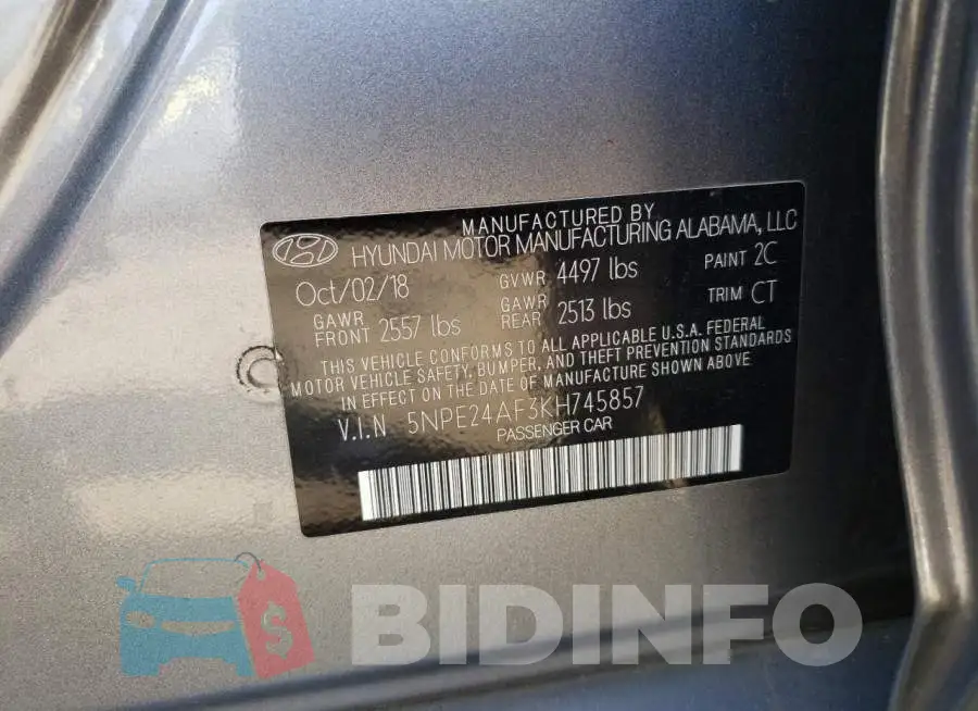 5NPE24AF3KH745857 Photo# 10