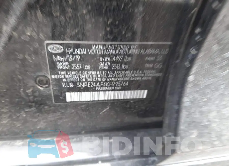 5NPE24AF4KH795764 Photo# 10
