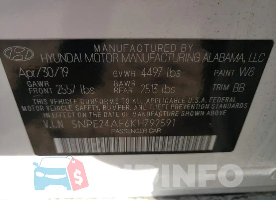 5NPE24AF6KH792591 Photo# 10