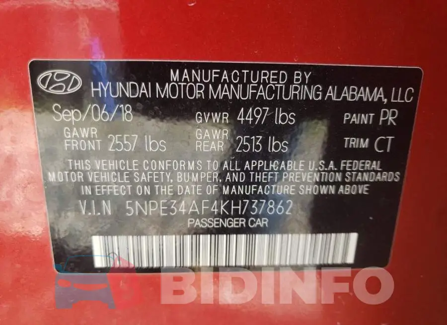 5NPE34AF4KH737862 Photo# 10