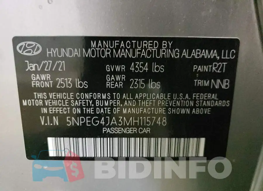 5NPEG4JA3MH115748 Photo# 10