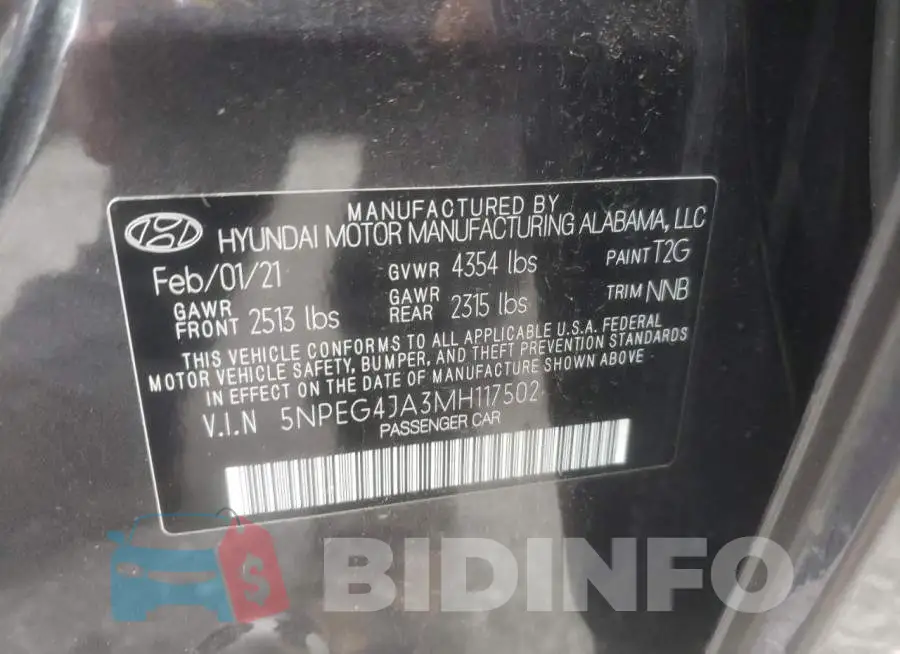 5NPEG4JA3MH117502 Photo# 10