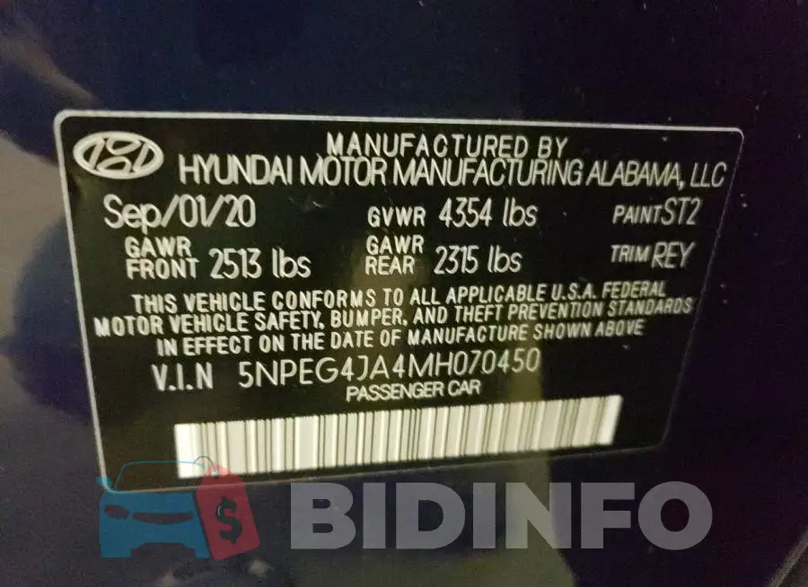 5NPEG4JA4MH070450 Photo# 10