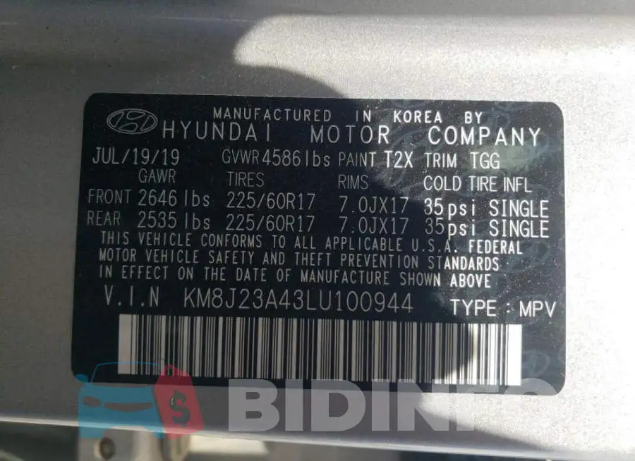 KM8J23A43LU100944 Photo# 10