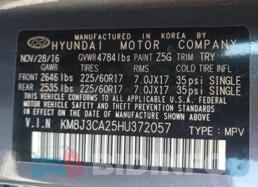 KM8J3CA25HU372057 Photo# 10