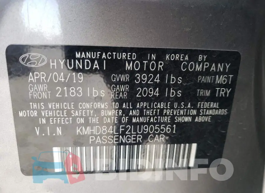 KMHD84LF2LU905561 Photo# 10