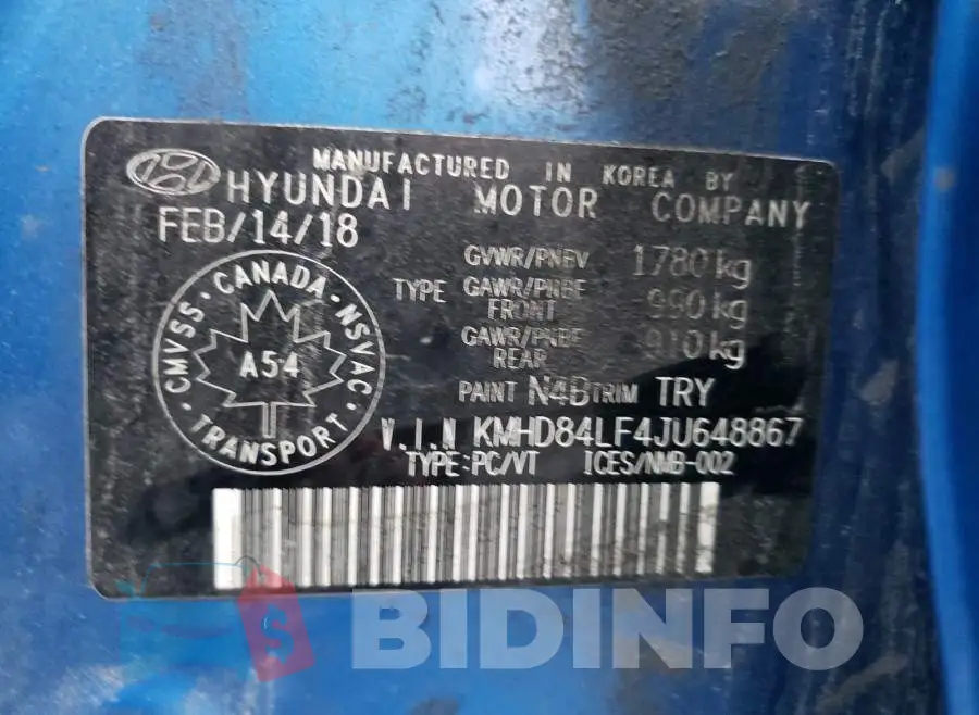 KMHD84LF4JU648867 Photo# 10