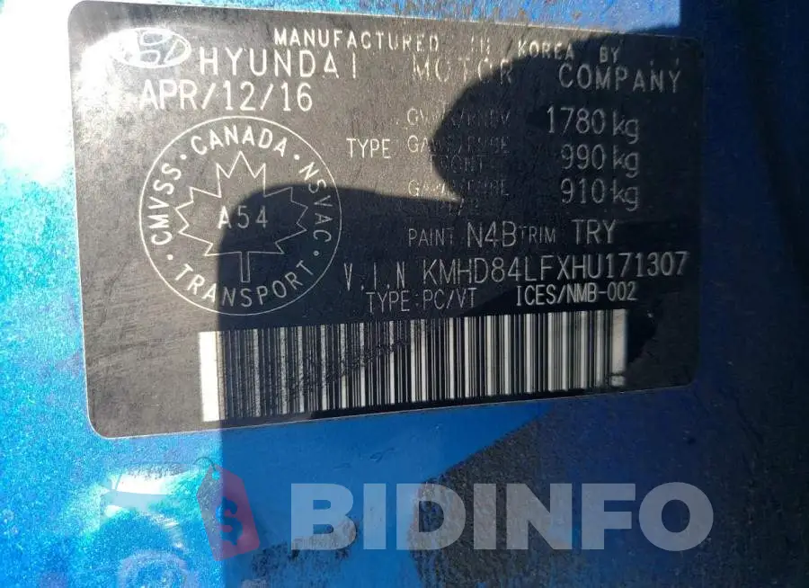 KMHD84LFXHU171307 Photo# 10