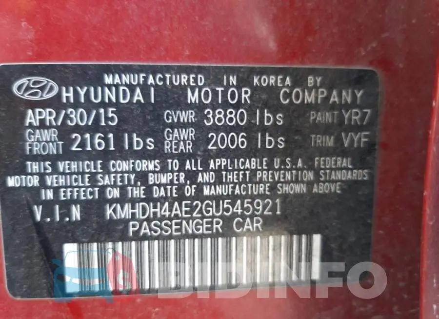 KMHDH4AE2GU545921 Photo# 10