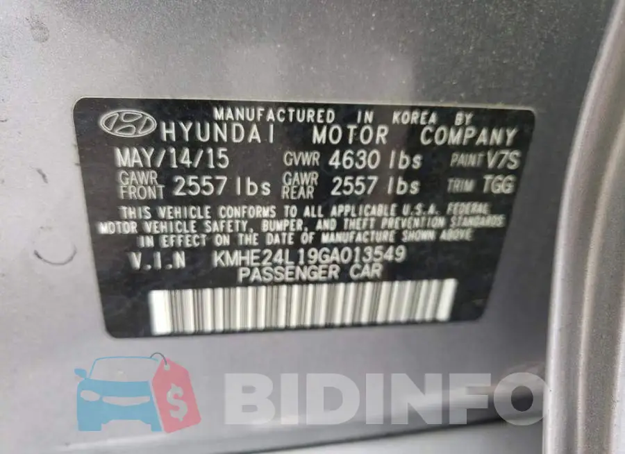 KMHE24L19GA013549 Photo# 10