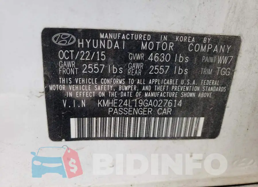 KMHE24L19GA027614 Photo# 10