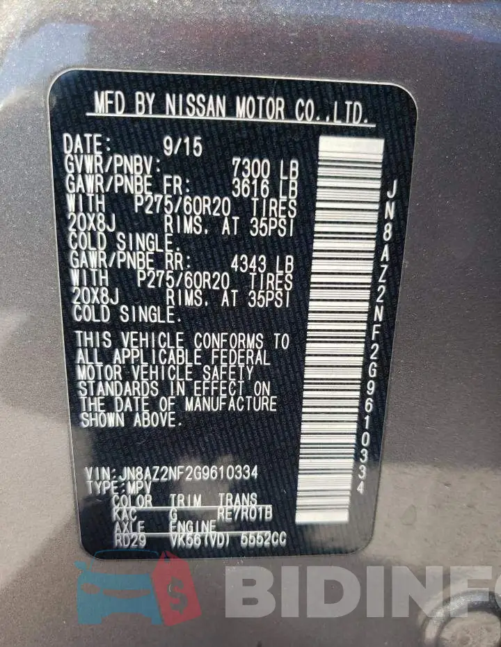 JN8AZ2NF2G9610334 Photo# 10