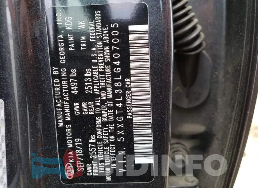 5XXGT4L38LG407005 Photo# 10