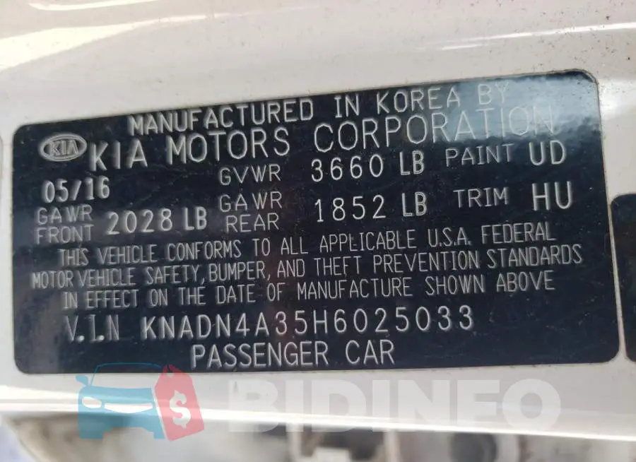 KNADN4A35H6025033 Photo# 10