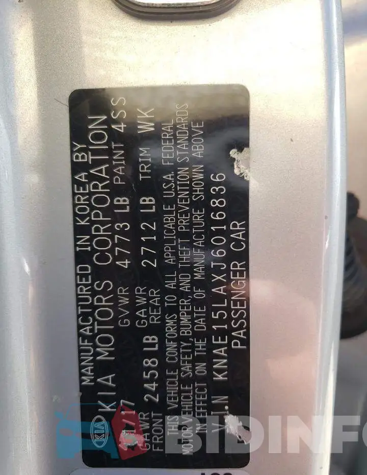 KNAE15LAXJ6016836 Photo# 10