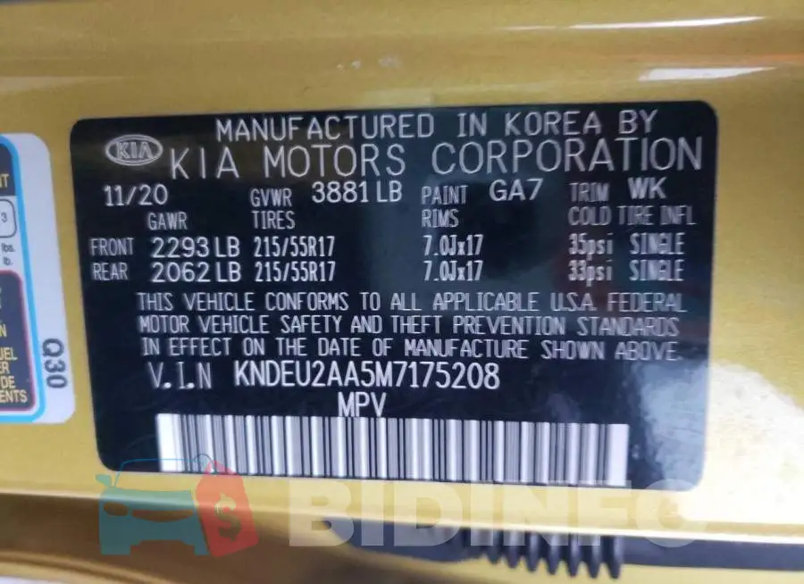 KNDEU2AA5M7175208 Photo# 10