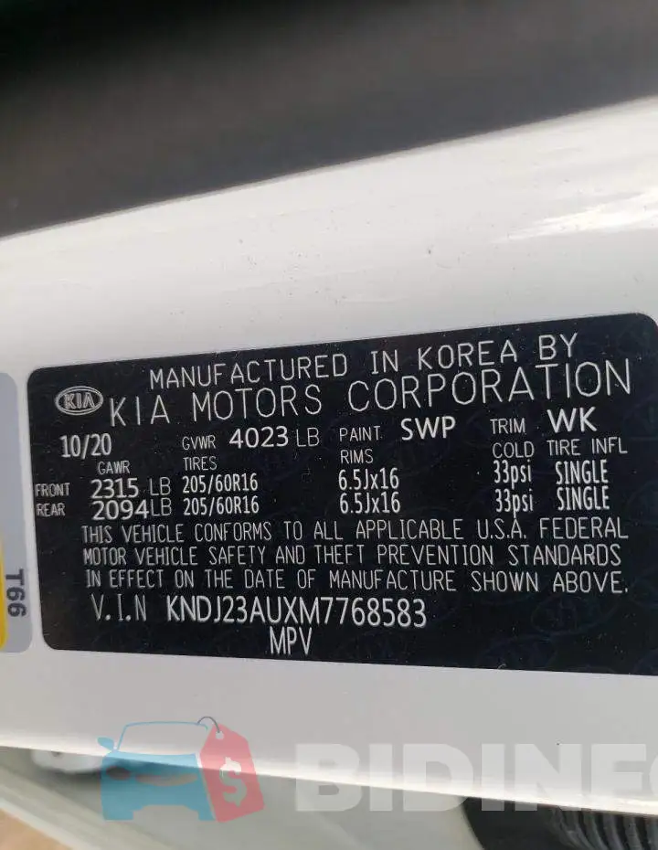 KNDJ23AUXM7768583 Photo# 10