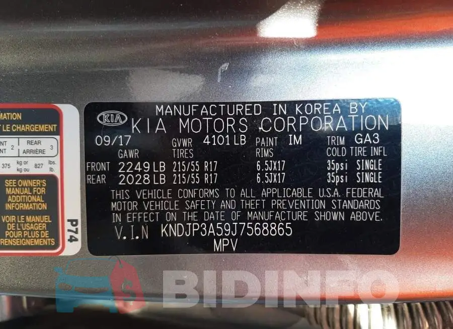 KNDJP3A59J7568865 Photo# 10