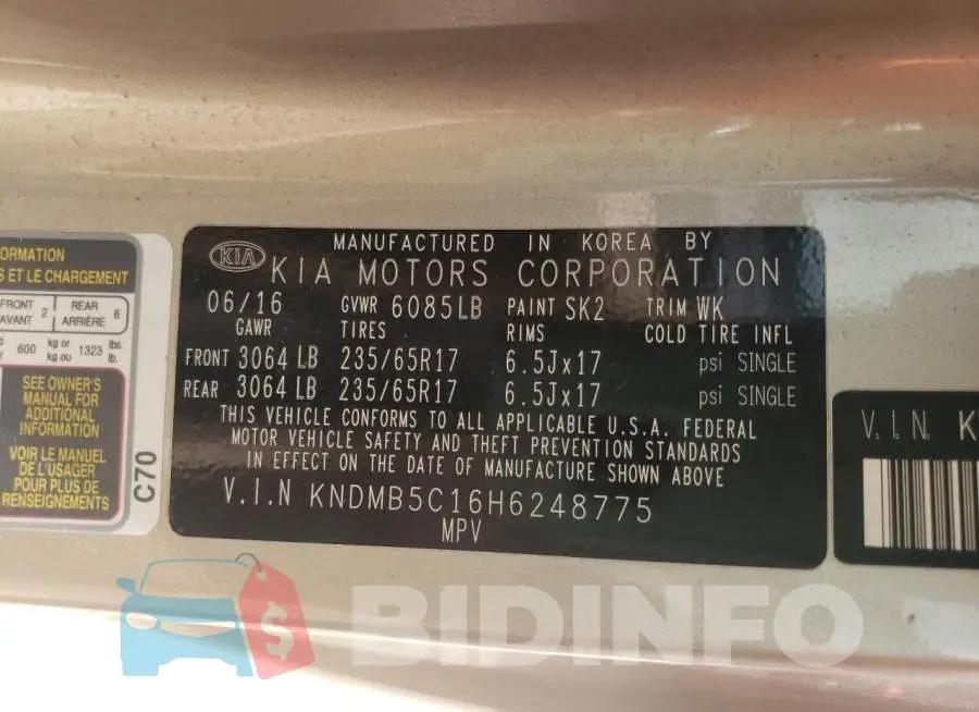 KNDMB5C16H6248775 Photo# 10