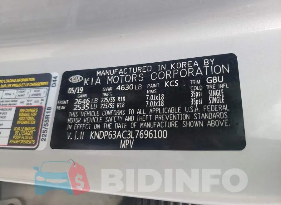 KNDP63AC3L7696100 Photo# 10