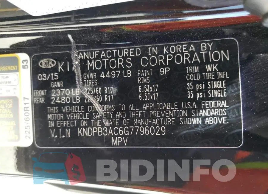 KNDPB3AC6G7796029 Photo# 10